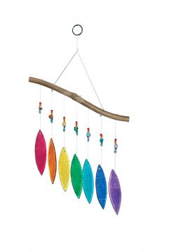 Glas-Windspiel 7 Bl�tter, regenbogenfarben