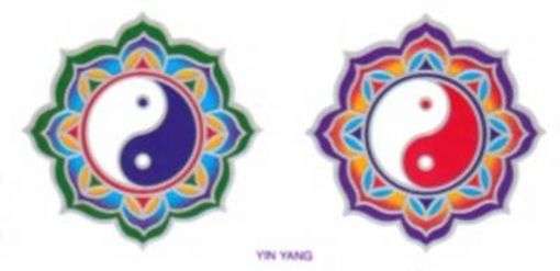 Yin Yang Aufkleber, farbig, 2er Set