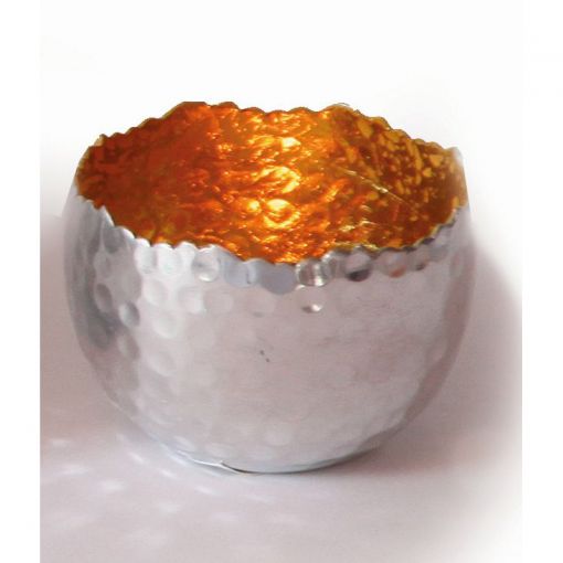 Creative Tealights-Silvery, Innen golden, ca. 8 x 6 cm