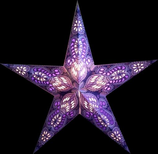 Leuchtstern Ganesha lila/Glitter mit Magnetverschluss