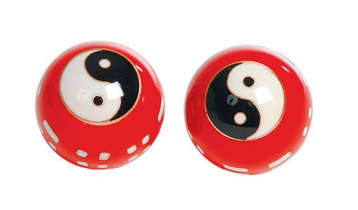 Qigong-Kugelpaar, cloi. Chin. Zeichen rot, ca. 40 mm