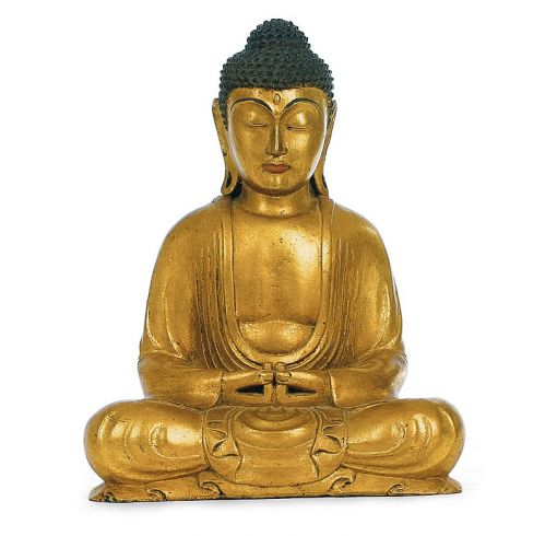 Buddha antikgold, 31 cm