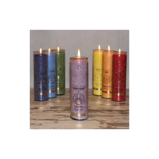 CHAKRA Kerze VIOLETT Palmwachs,  Sahasrara-Chakra