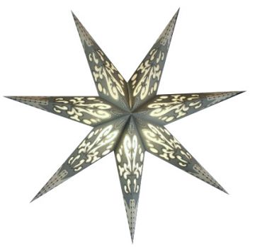 Leuchtstern curves grau/wei Glitter mit Magnetverschlu